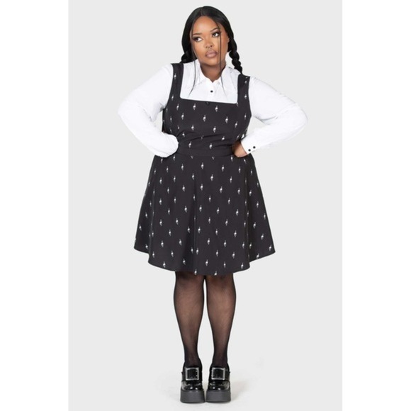 Killstar Dresses & Skirts - killstar little storm cloud pinafore dress skull print plus size